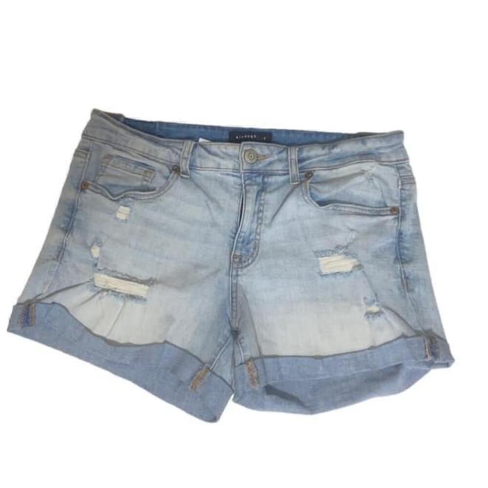Aeropostale Aero Denim Jean Shorts Light Wash Factory Distressed Size 12